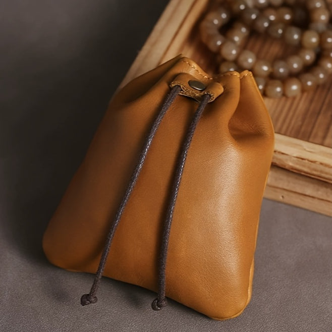 Leather Drawstring Coin Purse