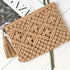 Geometric Print Fabric Straw Woven Clutch Bag -
