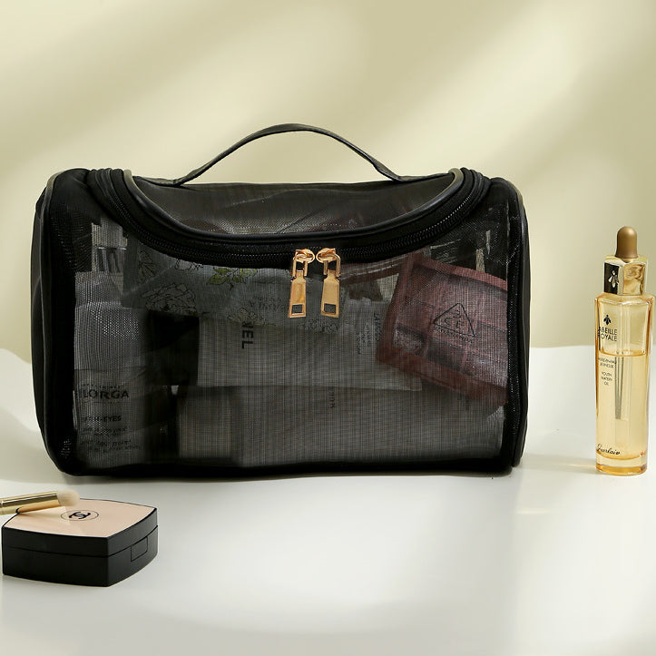 Cosmetic Bag with Transparent Mesh