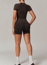 Yoga Wear Set with Short Sleeve T-Shirt and Short
