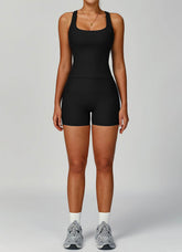 Ribbed Activewear Set with Sports Tank Top and Short