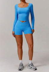 Athletic Wear Sets with Off Shoulder Basic T-Shirts and Shorts