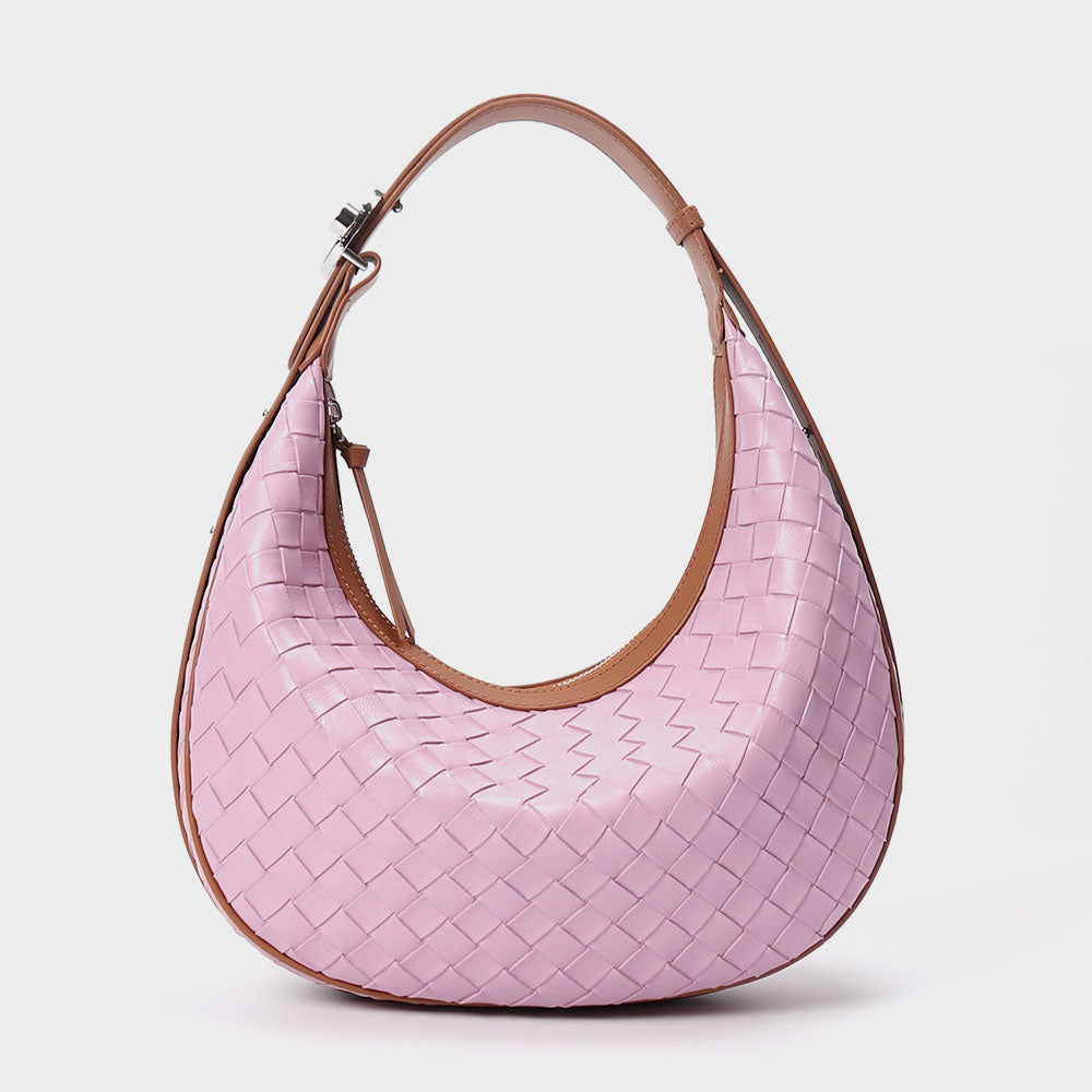 Woven Leather Handbag Half Moon Bag