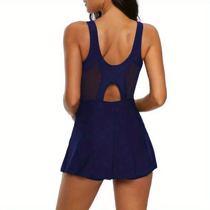 Chic One-piece Swimsuit with Mesh Contrast