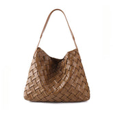 Vegan Leather Woven Tote Bag