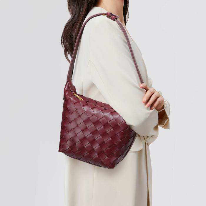 PU Woven Bucket Tote Handbag | Stylish &amp; Durable Everyday Accessory