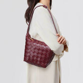 PU Woven Bucket Tote Handbag