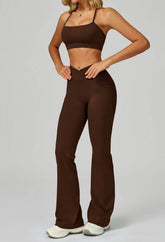Activewear Set with Cross Back Bra and Flared Pant