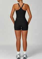 Ribbed Activewear Set with Sports Tank Top and Short