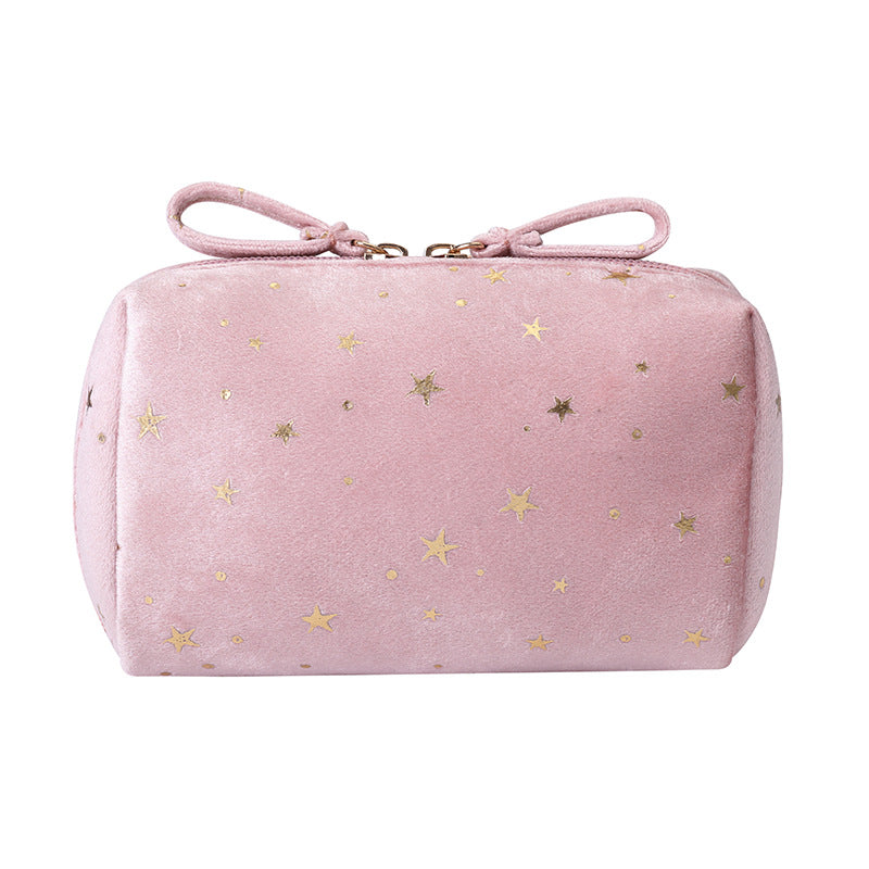 Velvet Makeup Bag with Star Pattern