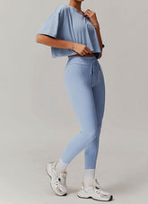 Sports Sets with Short Sleeve T-Shirts and Leggings