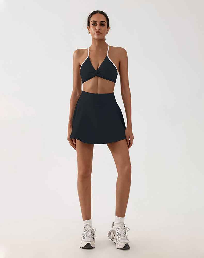 Tennis Sets with Adjustable Straps Sports Bra and Skirt