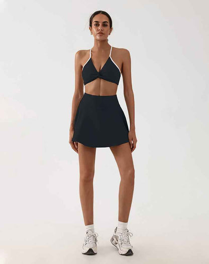 Tennis Sets with Adjustable Straps Sports Bra and Skirt