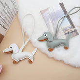Cute Leather Dachshund Keychain