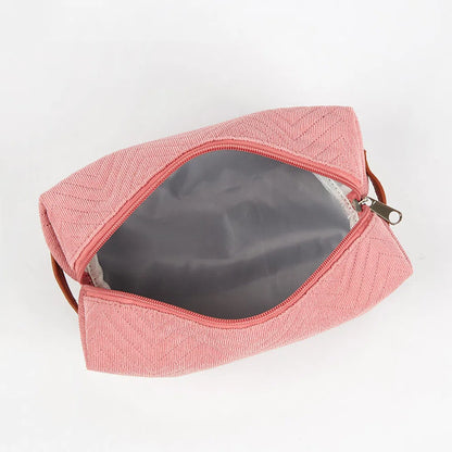 Square Quilted Wavy Corduroy Makeup Storage Bag