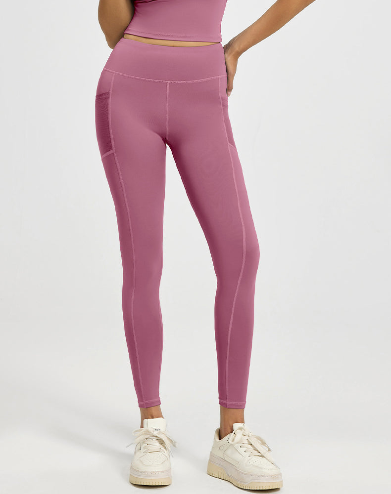 High Waisted Yoga Mesh Leggings with Side Pockets