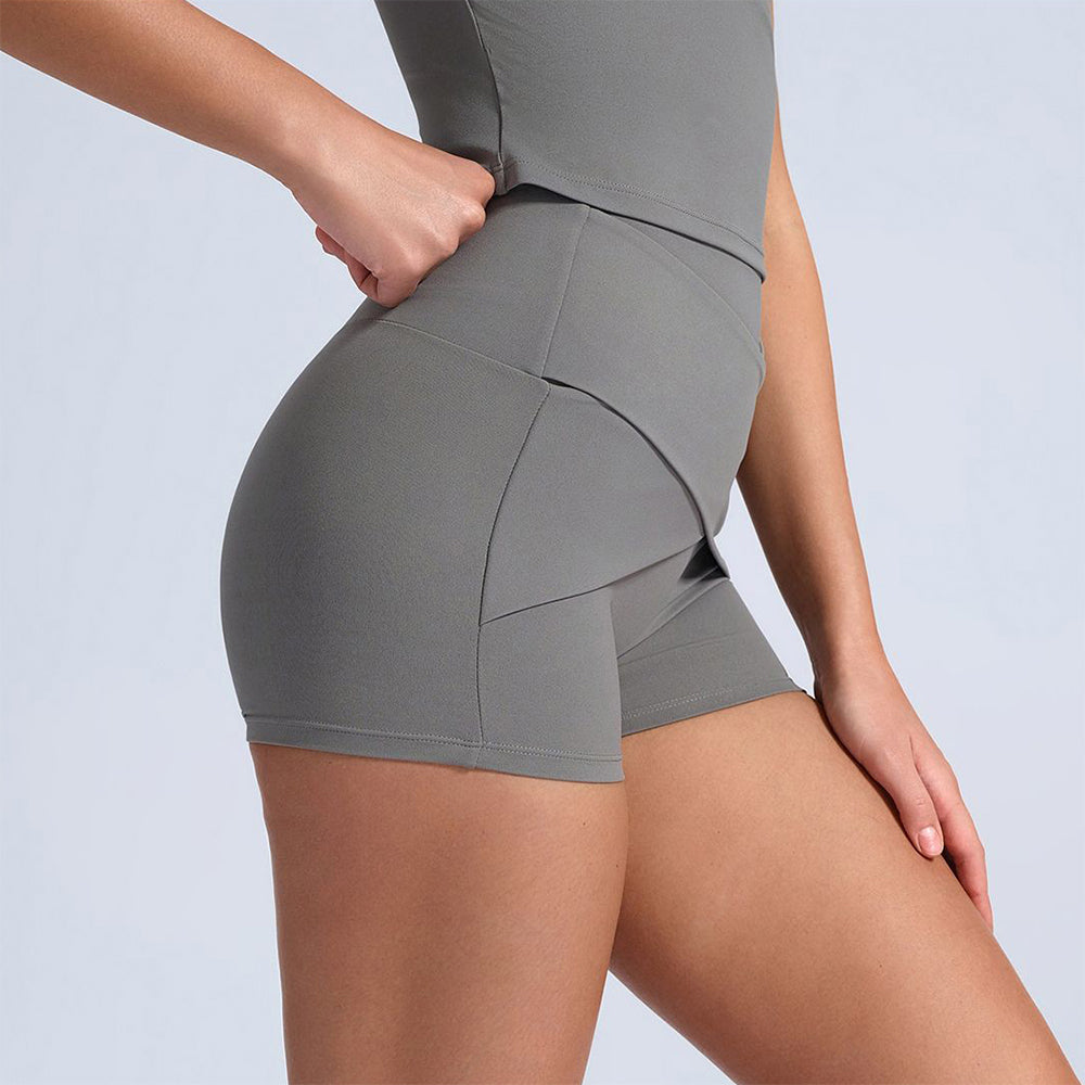 Cross High Waist Yoga Shorts Sport Athletic Gym Short