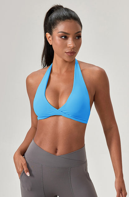 Twist Front Halter Straps Sports Bra
