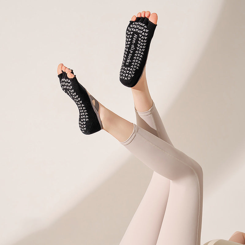 Crisscross Straps Yoga Socks Non Slip Five Toe Ballet Socks