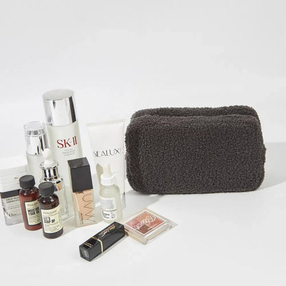 Solid Plush Makeup Bag | Stylish &amp; Cozy Design for Everyday Use