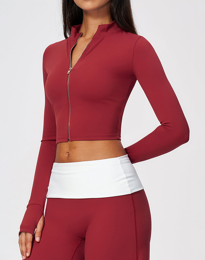 Full Zip Running Slim Fit Cropped Jacket
