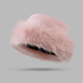 Winter Faux Rabbit Fur Beanie Bucket Hat Furry Warm Cap