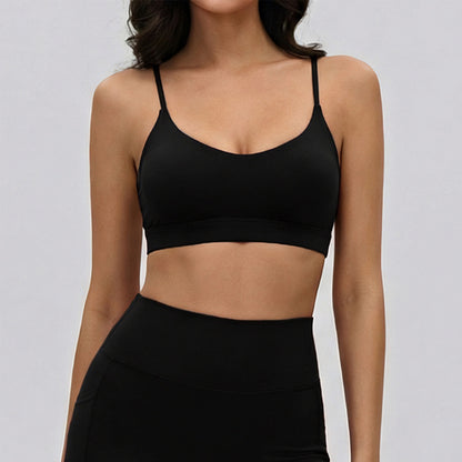 Strappy Crisscross Back Sports Bra with Removable Cups