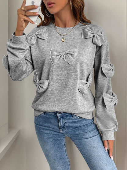 Bows Oversized Crewneck Long Sleeve Sweatshirt | Perfect for Everyday