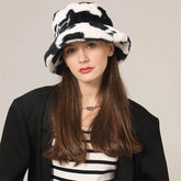 Winter Fuzzy Bucket Hat Lambswool Warm Fisherman Cap