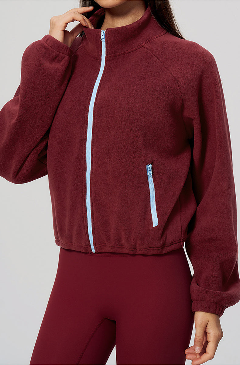Winter Polar Fleece Jacket with Contrast Zippered Pockets