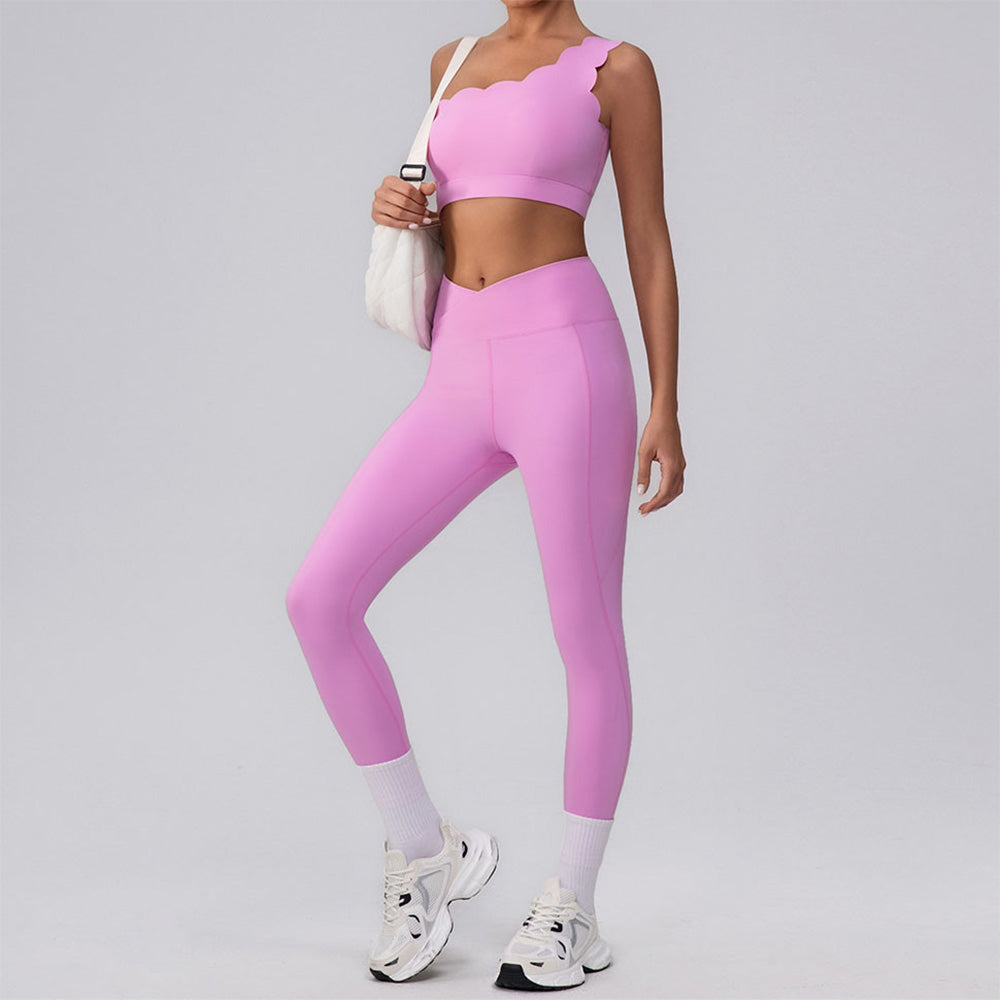 Activewear Sets with One Shoulder Sports Bra and Leggings