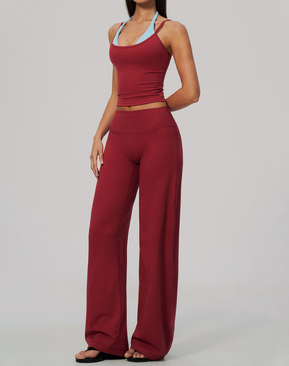 2 Piece Color Block Tank Top and Flare Pant Sets
