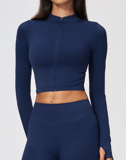 Zip Up Cropped Athletic Jackets