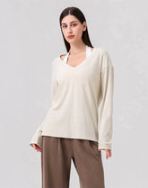 Loose V Neck Loose Long Sleeves T-Shirts Casual Yoga Tops