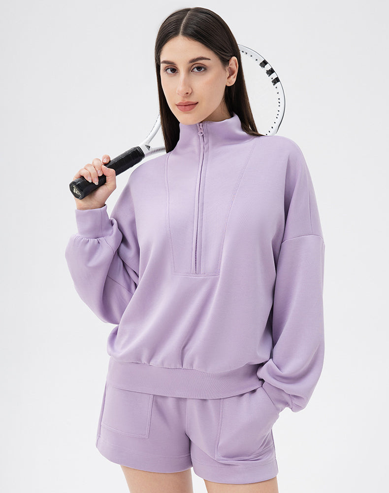 High Neck Half Zip Lounge Sports Sweatshirt