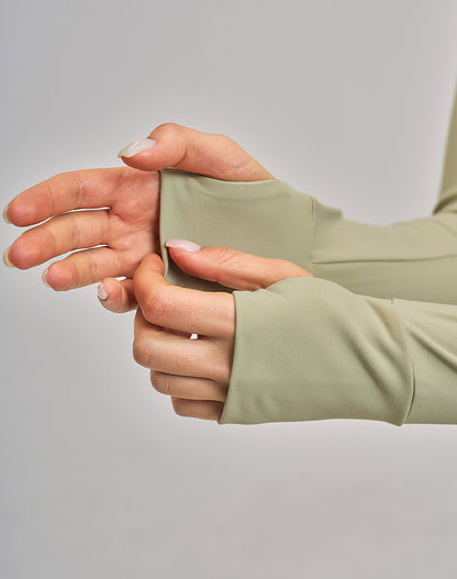 Cropped Athletic Jacket with Pockets and Thumb Holes