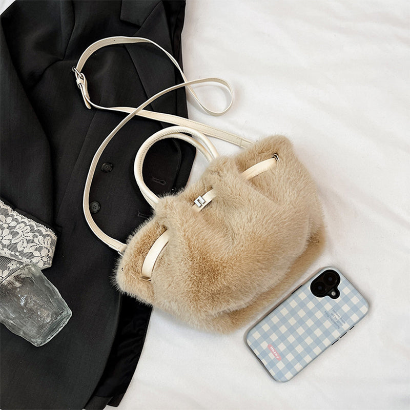 Furry Purse Fluffy Tote Bag Faux Fur Crossbody Handbag