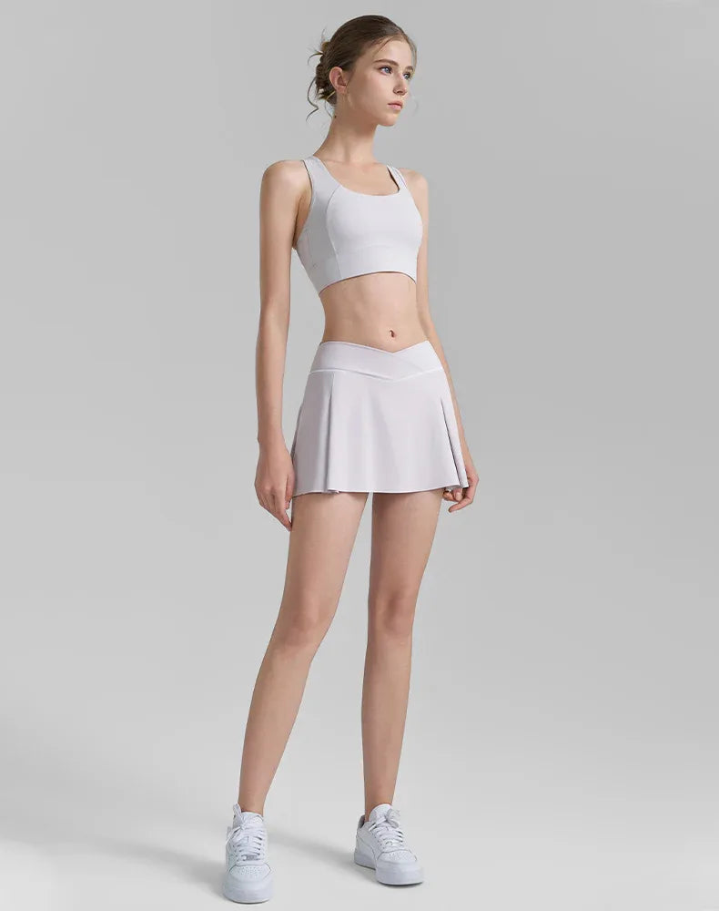 Athletic Tennis Set with Racerback Sports Bra and Golf Skirt -