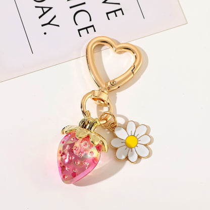 Cute Strawberry Keychains Heart Flower Daisy Bag Charms