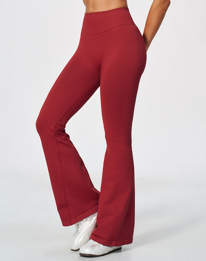 Ribbed High Waisted Seamless Workout Flare Pants