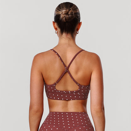 Silver Polka Dot Sports Bra with Removable Bra Pads