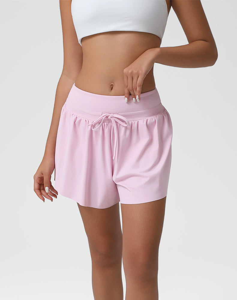 High Waisted Running Short Drawstring Waist Athletic Shorts