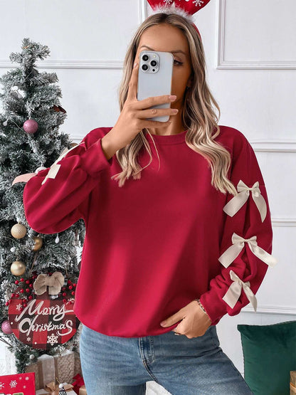  Red Bow Crew Sweatshirt | Chic and Comfortable Everyday Wear