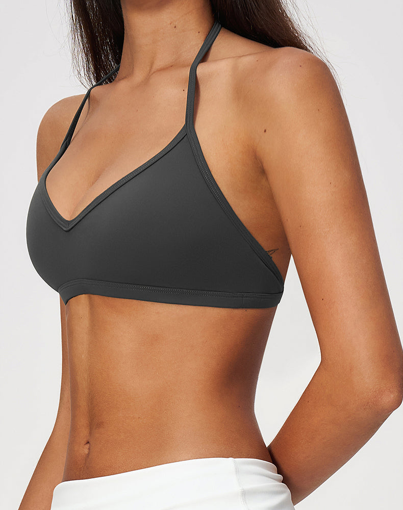 Halter Backless Open Back Sports Bra
