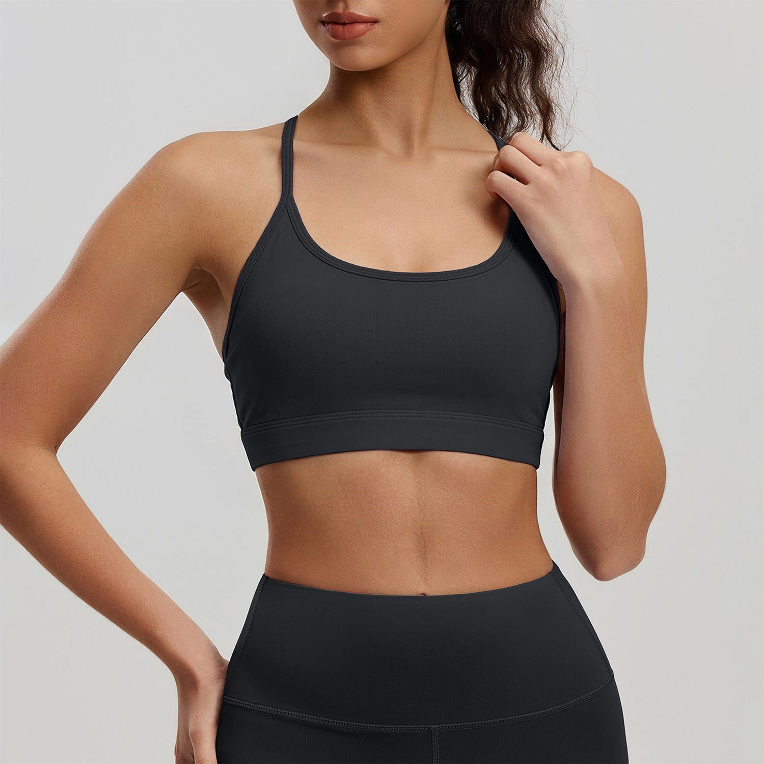 Mesh Halter Neck Sports Bras Spaghetti Straps Yoga Tank Tops