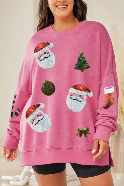 Cute Santa Sequin Crewneck Sweatshirt | Perfect Holiday Crewneck Style