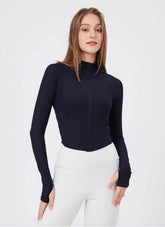 Cropped Running Jacket with Thumb Holes