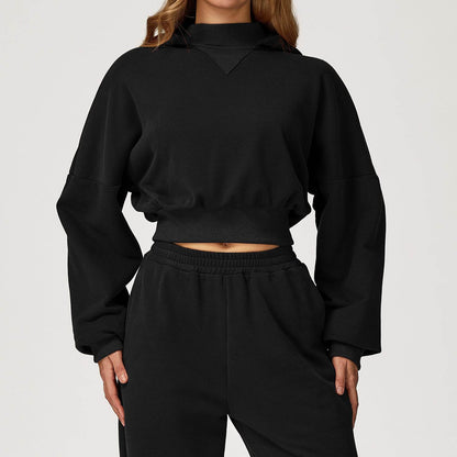 Long Sleeve Crop Sweatshirt Casual Hoodie