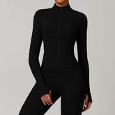 Zip Up Workout Jacket Long Sleeve Athletic Coat with Pockets