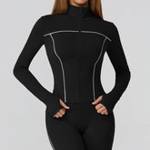 Cropped Running Jacket Slim Fit Athletic Top with Thumb Hole